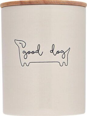 Stylish Ceramic Dog Treat Jar with Airtight Wooden Lid - Perfect Pet Storage